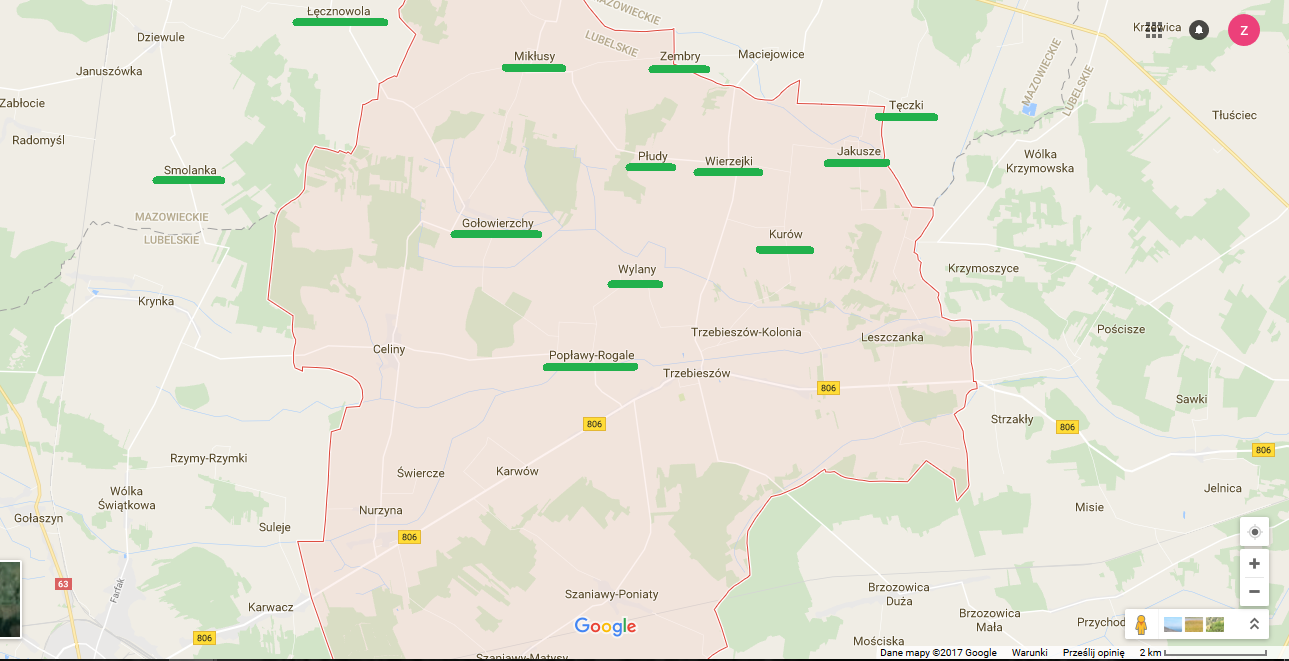 Niektóre wsi koziarskie w parafii Trzebieszów